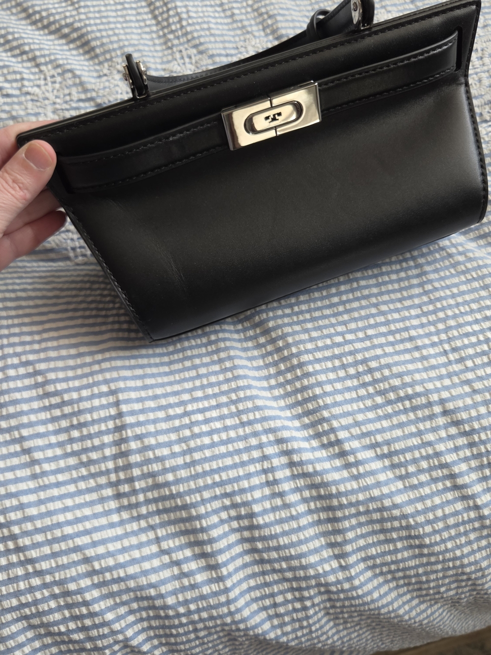 Tory Burch Lee Radizwell Cat Eye Bag. Black With Silver Hardware